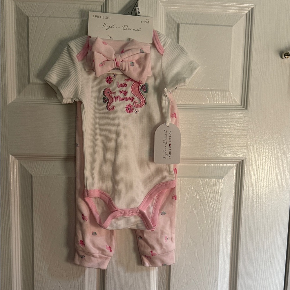 Kyle + Deena Baby Girls Pink Seahorse Matching Set